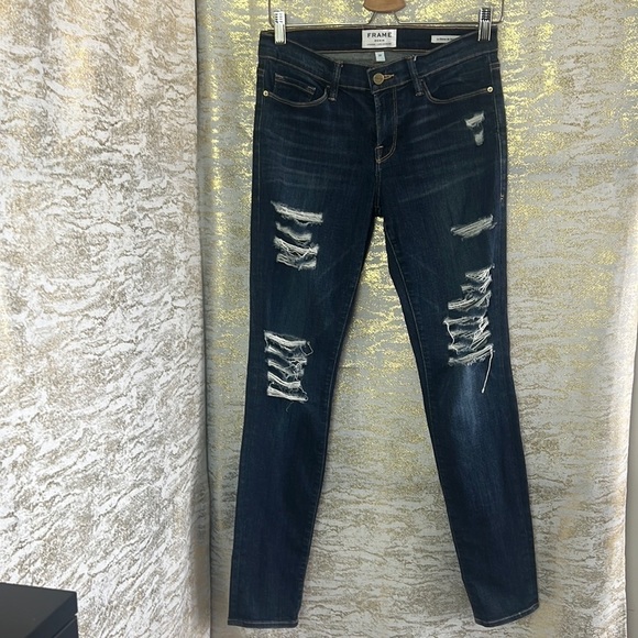 Frame Denim Le Skinny De Jeanne Destroyed
Destressed Ripped Jeans Dark 29 - Picture 6 of 17